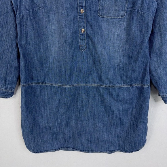 Gap Dress Womens XL Blue Denim Indigo Long Sleeve Shirt Western Shift Popover - Picture 3 of 10